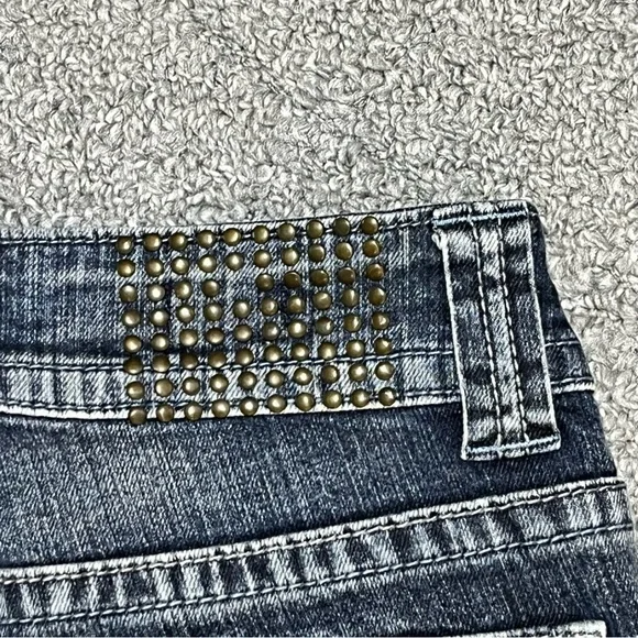 Vigoss Capri Studded Thick Stitch Distressed Jeans Womens Size 1 Blue - Picture 12 of 13